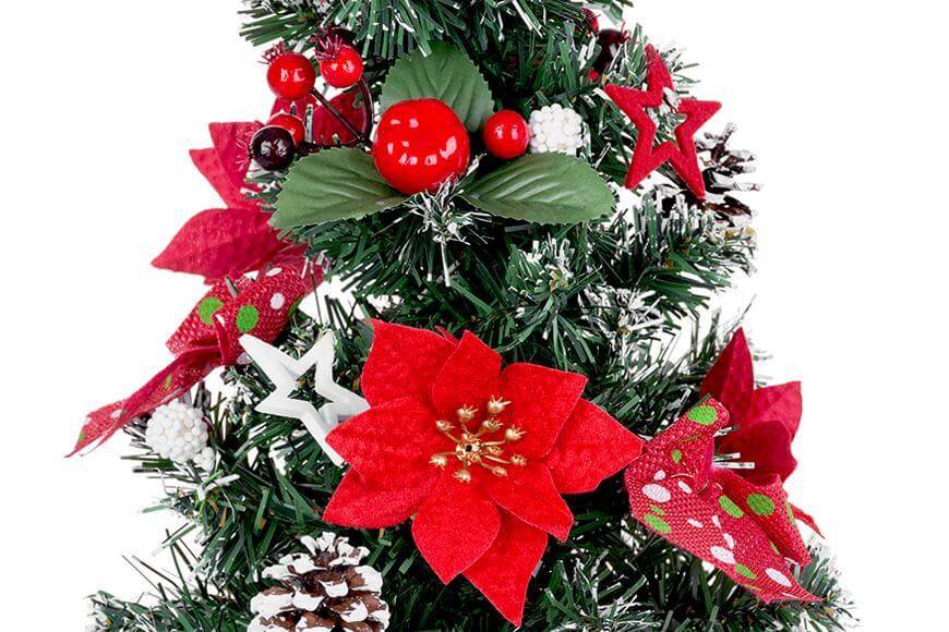 Vianočný, ozdobený stromček MagicHome červený, 41 cm